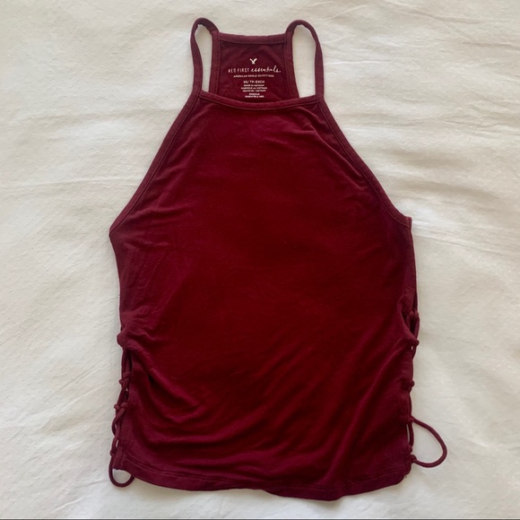 AEO : Y2K High Neck Tank Cute Lace Up Sides EUC - Picture 4 of 12